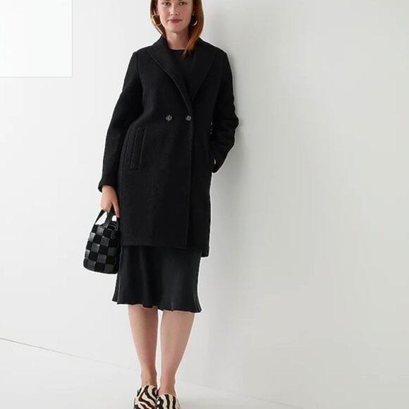 Crew Daphne Italian Boiled Wool Long Sleeve Notch Lapel Topcoat